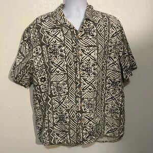 Guess made in USA Hawaiian style block pink Black and White Button Down Shirt XL
